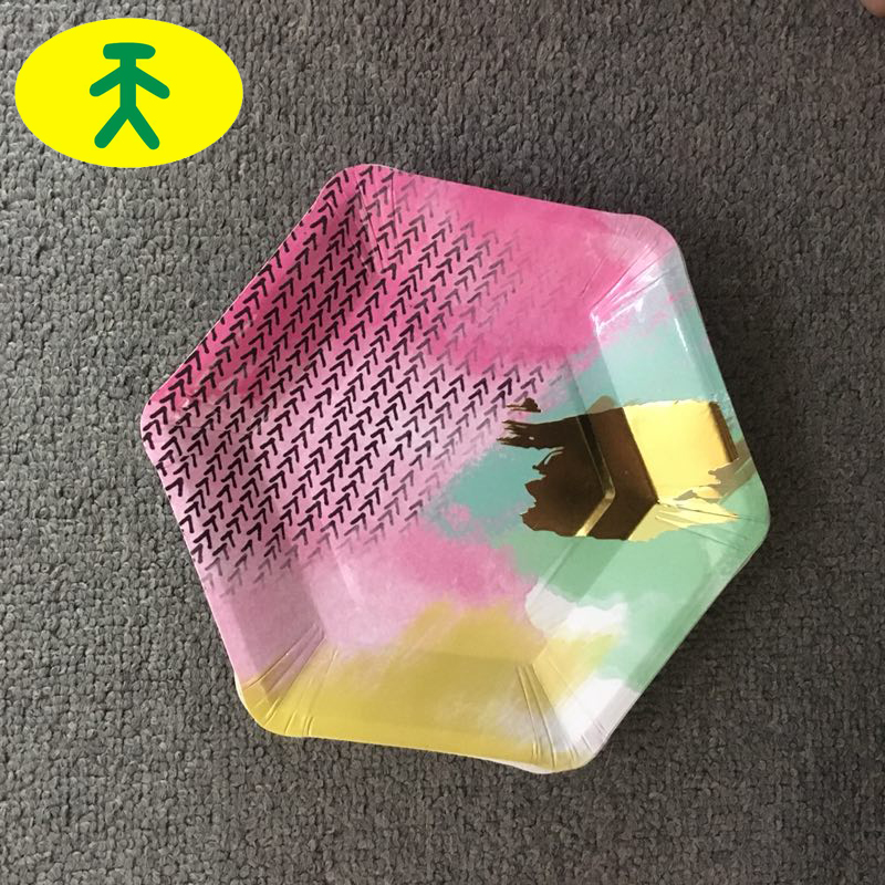 六边形纸盘餐盘纸碟蛋糕盘